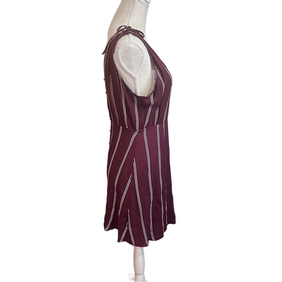 Lush Women Burgundy & Cream Striped Sleeveless V-Neck Mini Dress Sz Medium NWT - Picture 5 of 13